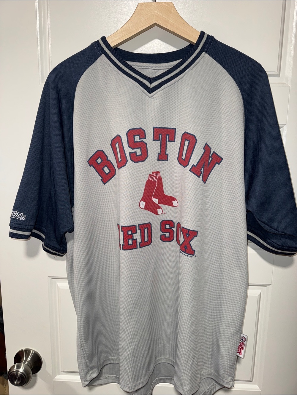 Stitches Boston Red Sox Gray & Navy Short-Sleeve Jersey